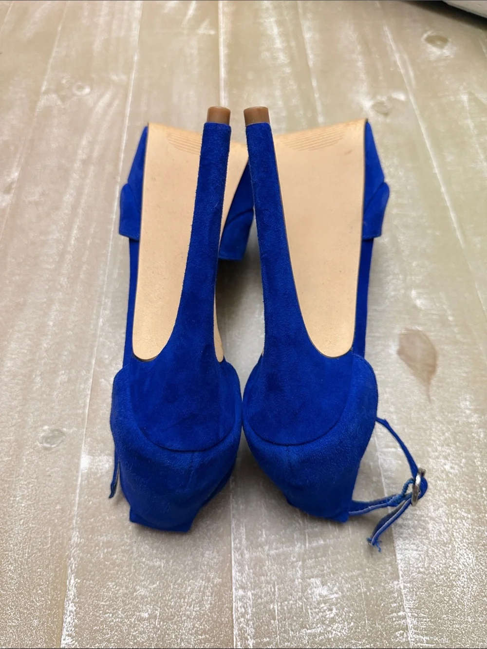 Steve Madden Stiletto Sandals Size 6 Cobalt Blue Suede Ankle-Strap